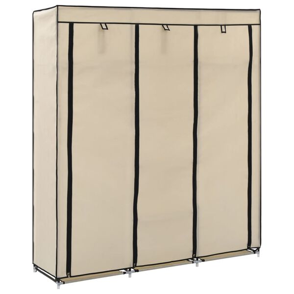 vidaXL Garderobe med skap og stenger kremhvit 150x45x175 cm stoff