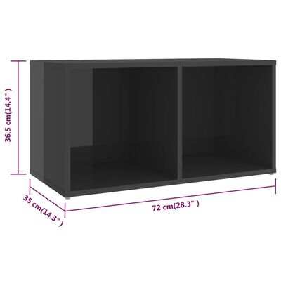 vidaXL TV-benker 4 stk høyglans grå 72x35x36,5 cm sponplate