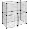 vidaXL Dyrebur 12 paneler med d&oslash;r svart 70x35x70 cm st&aring;l