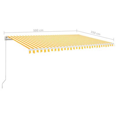 vidaXL Manuell uttrekkbar markise 500x350 cm gul og hvit