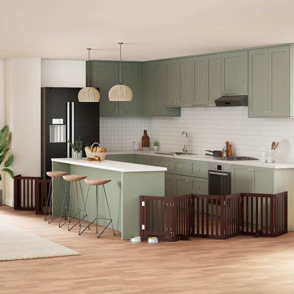 vidaXL Hundeport sammenleggbar 15 paneler brun 750 cm poppeltre