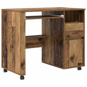 vidaXL Skrivebord med hjul Gamle tre Konstruert tre 91 x 50 x 77 cm