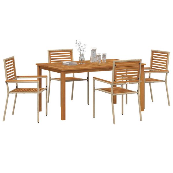 vidaXL Hage Spisegruppe 5 pcs Beige Poly rattan