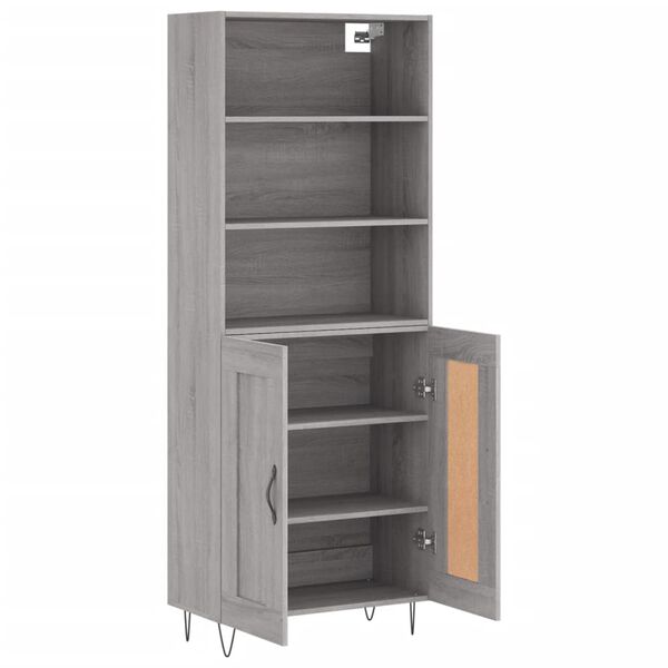 vidaXL Highboard gr&aring; sonoma 69,5x34x180 cm konstruert tre