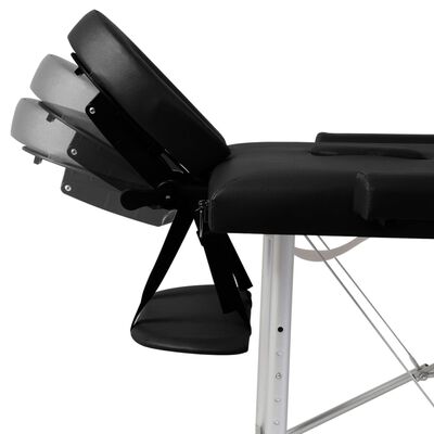 vidaXL Sammenleggbart massasjebord 2 soner aluminiumsramme svart