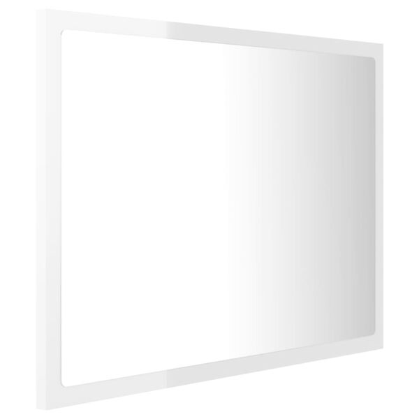 vidaXL LED-badespeil høyglans hvit 60x8,5x37 akryl