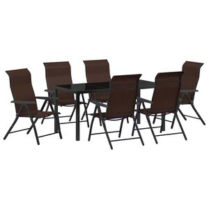 vidaXL Hage Spisegruppe 7 pcs Brun Pulverlakkert st&aring;l