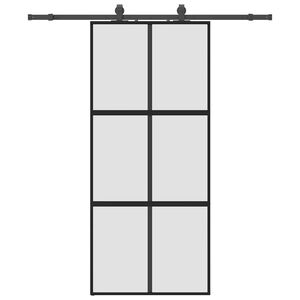 vidaXL Skyved&oslash;r med monteringssett svart 90x205 cm herdet glass