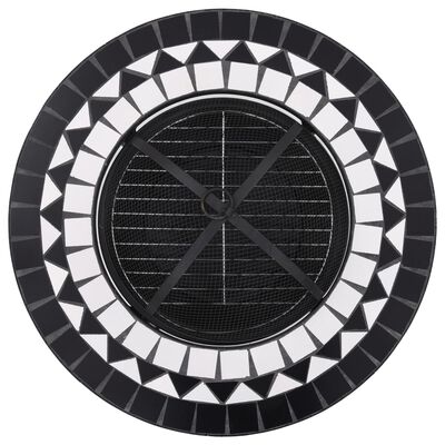 vidaXL Bålfatbord mosaikk svart og hvit 68 cm keramikk