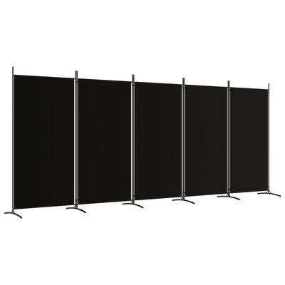 vidaXL Romdeler med 5 paneler svart 433x180 cm stoff