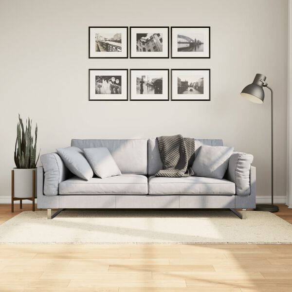 vidaXL Tykt teppe PAMPLONA h&oslash;y luv moderne kremhvit 120x120 cm