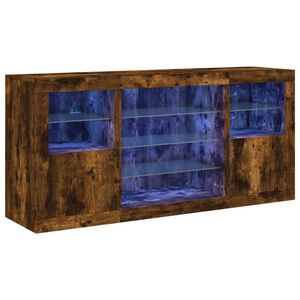 vidaXL Skjenk med LED-lys r&oslash;kt eik 142,5x37x67 cm