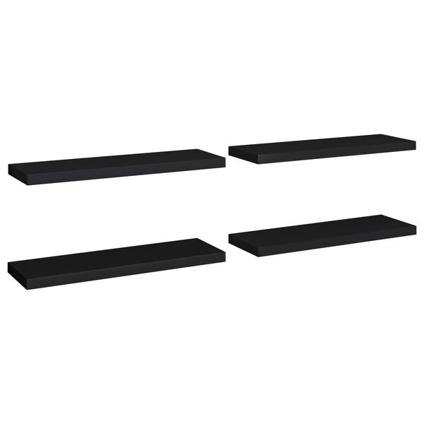 vidaXL Flytende vegghyller 4 stk svart 80x23,5x3,8 cm MDF