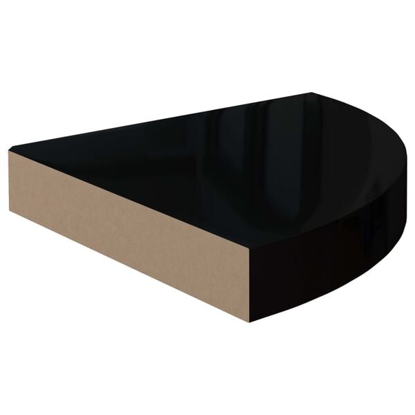 vidaXL Flytende vegghyller 4 stk h&oslash;yglans svart 25x25x3,8 cm MDF