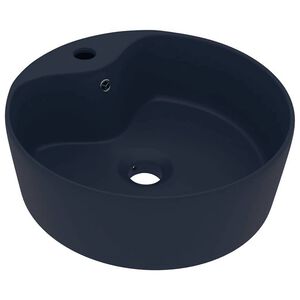 vidaXL Luksuri&oslash;s servant med overl&oslash;p matt m&oslash;rkebl&aring; 36x13 cm keramisk