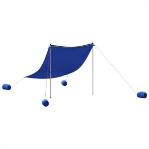 vidaXL Strandbaldakin med sandankre bl&aring; 214x236 cm