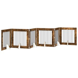 vidaXL Foldbar hundegitter med stativer 6 stk. R&oslash;kt Eik 482 cm