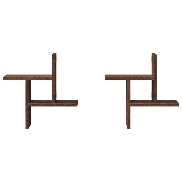 vidaXL Vegghyller 2 stk brun eik 38x12x38 cm konstruert tre