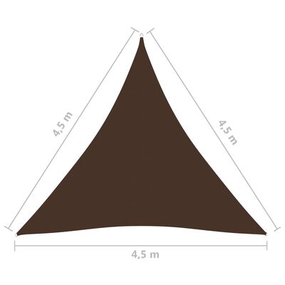 vidaXL Solseil oxfordstoff trekantet 4,5x4,5x4,5 m brun