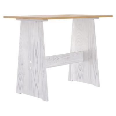 vidaXL Spisebord med benk honningbrun og hvit heltre furu