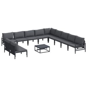 vidaXL Hagesofa Set 12 stk. Svart St&aring;l