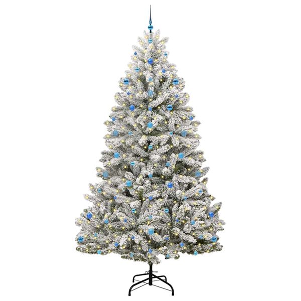 vidaXL Kunstig juletre med 300 LED Gr&oslash;nn og hvit 270 cm PVC og metall
