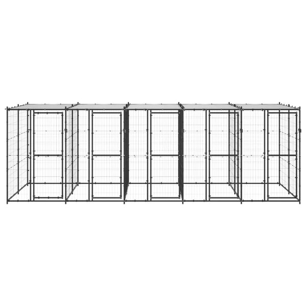 vidaXL Utend&oslash;rs hundeg&aring;rd med tak 12,1 m&sup2; st&aring;l