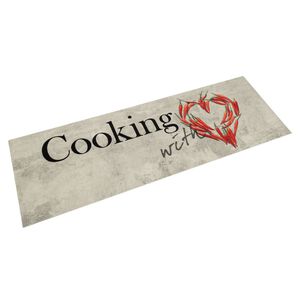 vidaXL Kj&oslash;kkenteppe vaskbar Peper Cooking 45x150 cm fl&oslash;yel