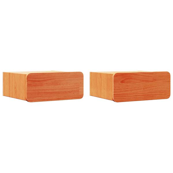 vidaXL Nattbord 2 pcs Vokset Brun 39 x 34 x 16,5 cm Heltre furu