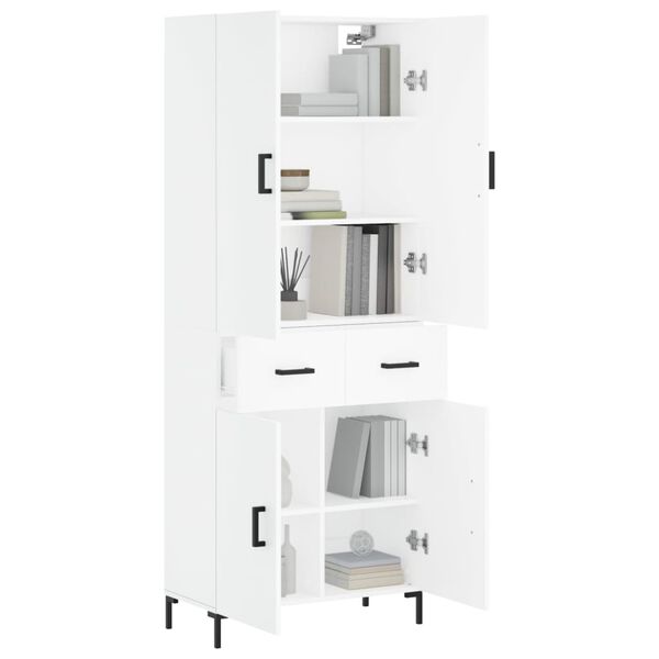 vidaXL Highboard hvit 69,5x34x180 cm konstruert tre
