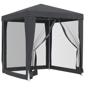 vidaXL Festtelt med 4 sidevegger av netting antrasitt 2x2 m HDPE