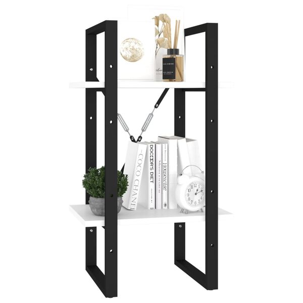 vidaXL Bokhylle 2 nivåer hvit 40x30x70 cm konstruert tre