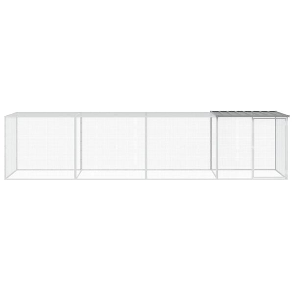 vidaXL Kyllingbur med tak lysegr&aring; 403x98x90 cm galvanisert st&aring;l