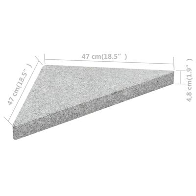 vidaXL Vektplater for parasoll 4 stk grå granitt trekantet 60 kg