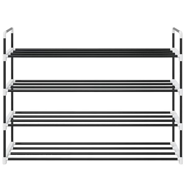 vidaXL Skostativ med 4 hyller metall og plast svart