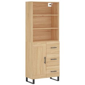 vidaXL Highboard sonoma eik 69,5x34x180 cm konstruert tre