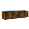vidaXL TV-benker med LED-lys 2 stk r&oslash;kt eik 60x35x31 cm