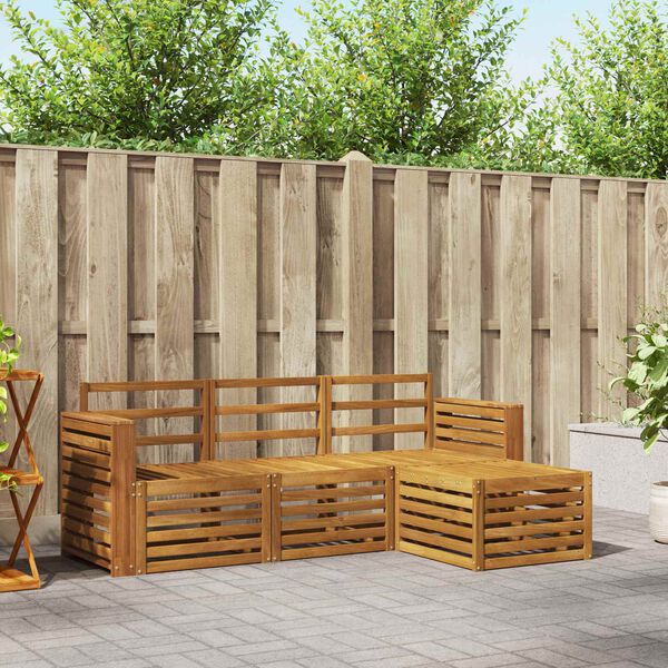 vidaXL Sofasett 4 pcs Naturlig Solid akasietre