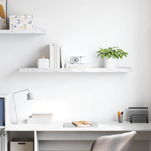 vidaXL Vegghylle Hvit marmor 120 x 23,5 x 4 cm Konstruert tre