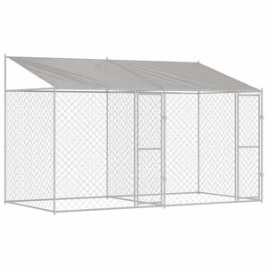 vidaXL Hundebur med tak s&oslash;lv 400 x 200 x 256 cm St&aring;l og PE