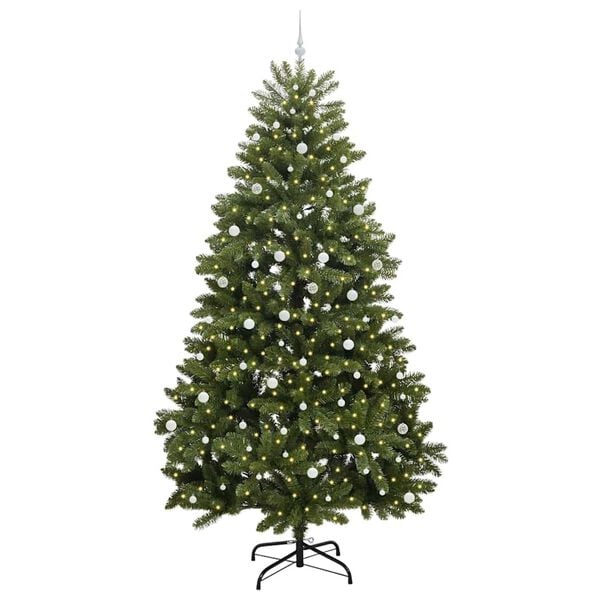 vidaXL Kunstig juletre med 300 LED gr&oslash;nn 300 cm PVC og metall