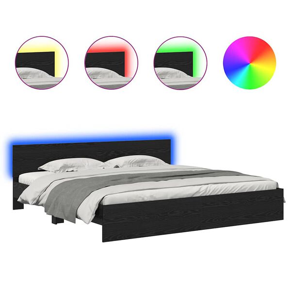 vidaXL Sengestamme Svart Eik 180 x 200 cm Konstruert tre