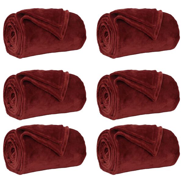 vidaXL Kastepledd 6 pcs Bordeaux R&oslash;d 150 x 200 cm Fleece