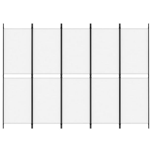 vidaXL Romdeler med 5 paneler hvit 250x180 cm stoff