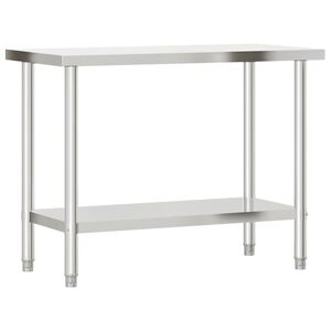 vidaXL Matlagingsbord for kj&oslash;kken 110x55x85 cm rustfritt st&aring;l
