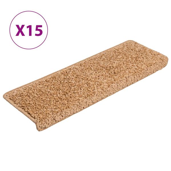 vidaXL Trappematter 15 stk 65x21x4 cm beige rektangul&aelig;r kant