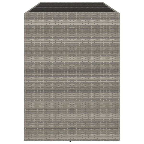 vidaXL Barbord med glassplate gr&aring; 185x80x110 cm polyrotting