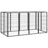 vidaXL Hundegrind med 12 paneler svart 50x100 cm pulverlakkert st&aring;l