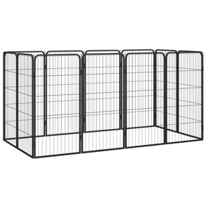 vidaXL Hundegrind med 12 paneler svart 50x100 cm pulverlakkert st&aring;l