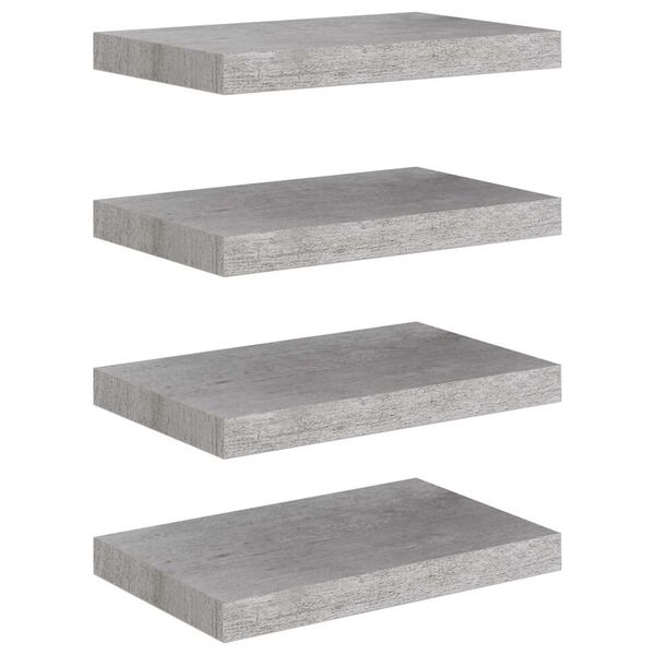 vidaXL Flytende vegghyller 4 stk betonggr&aring; 40x23x3,8 cm MDF